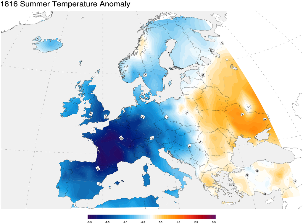 Anno senza estate - mappa temperature