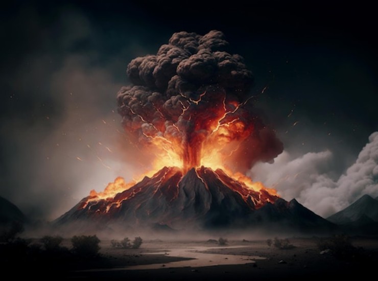 Vulcano in piena eruzione